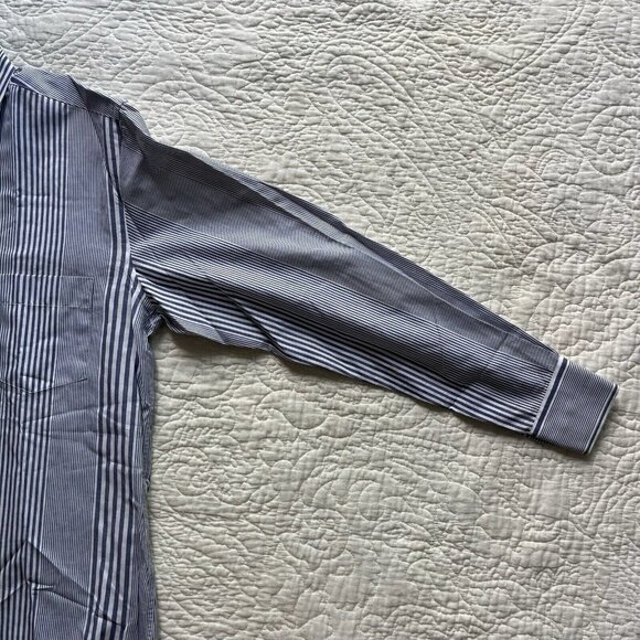 Dolce & Gabbana Men Top Blue Dress Shirt Striped Patterned Button Up Size Medium - Picture 5 of 7